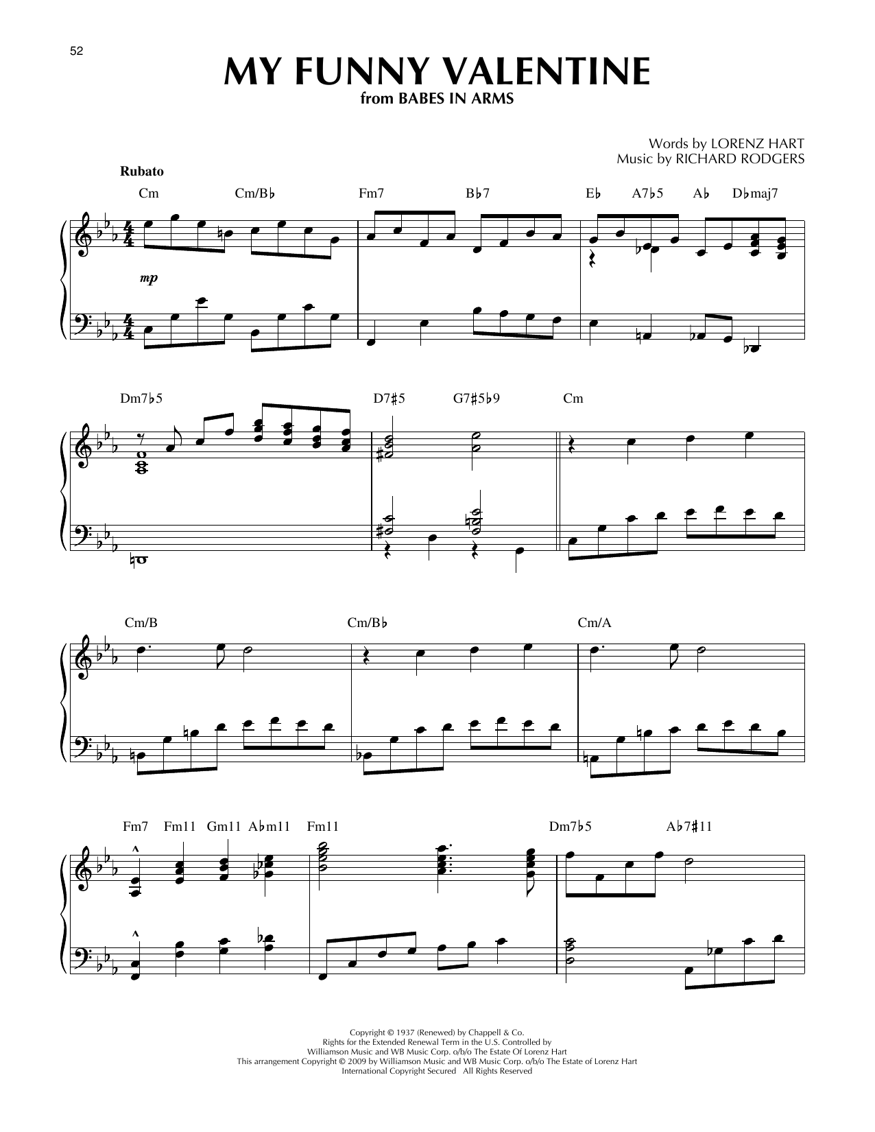 Rodgers & Hart My Funny Valentine (arr. Brent Edstrom) [Jazz version] sheet music notes and chords arranged for Piano Solo
