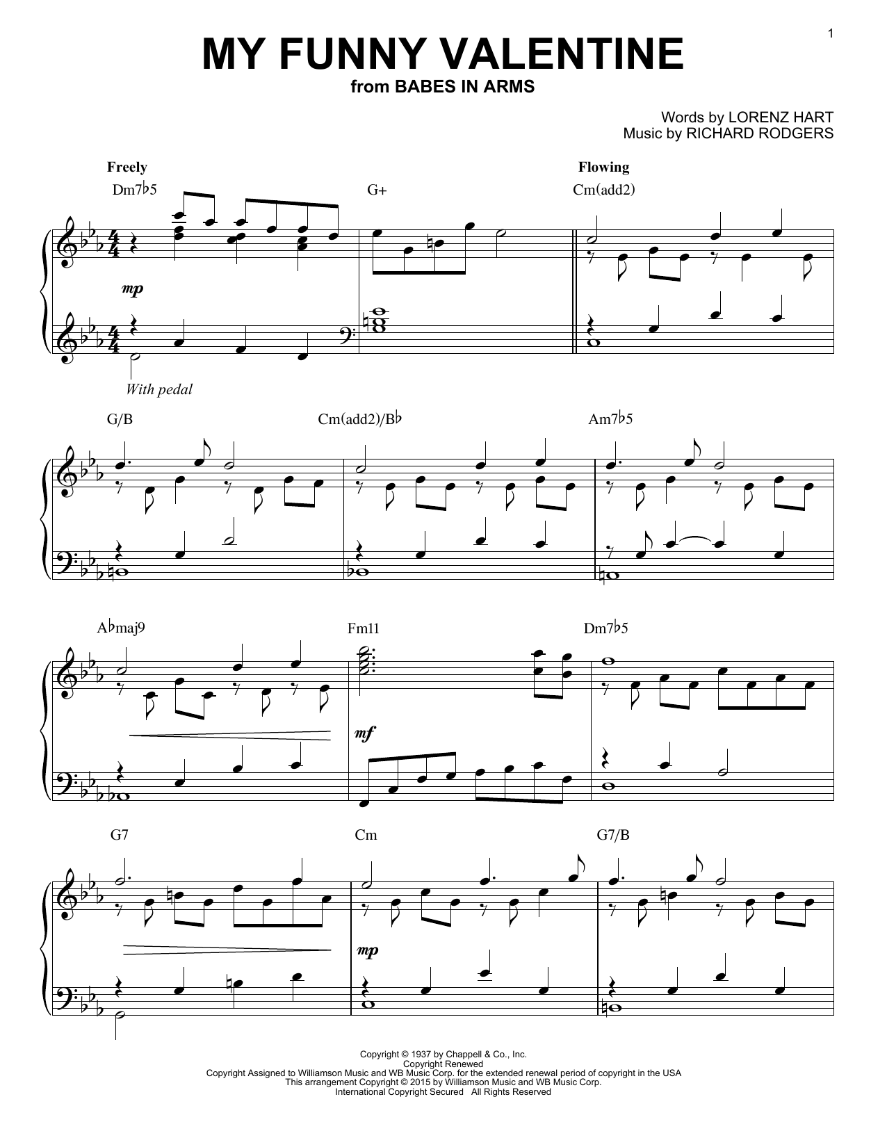 Rodgers & Hart My Funny Valentine [Jazz version] (arr. Brent Edstrom) sheet music notes and chords arranged for Piano Solo