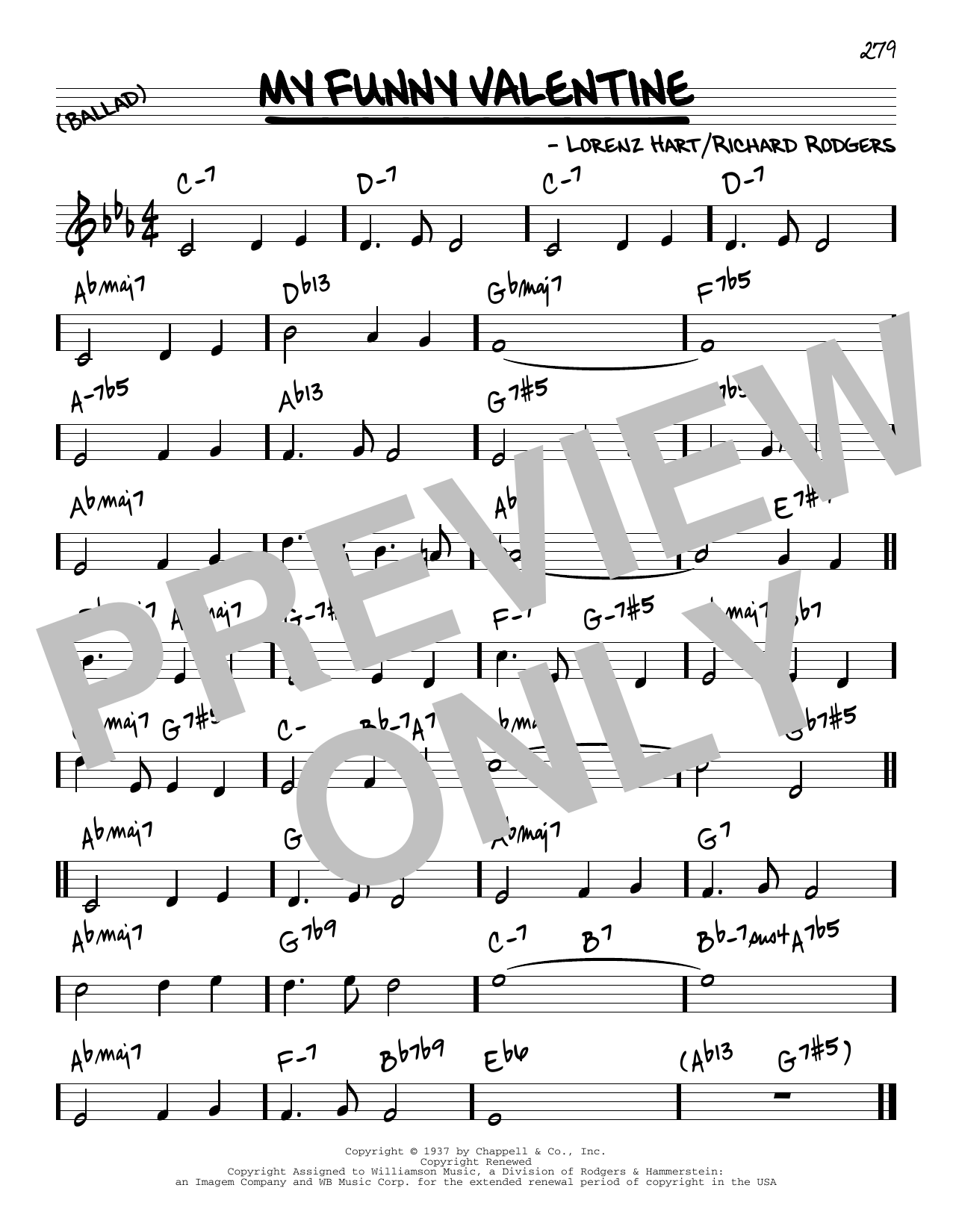 Rodgers & Hart My Funny Valentine [Reharmonized version] (from Babes In Arms) (arr. Jack Grassel) sheet music notes and chords arranged for Real Book – Melody & Chords