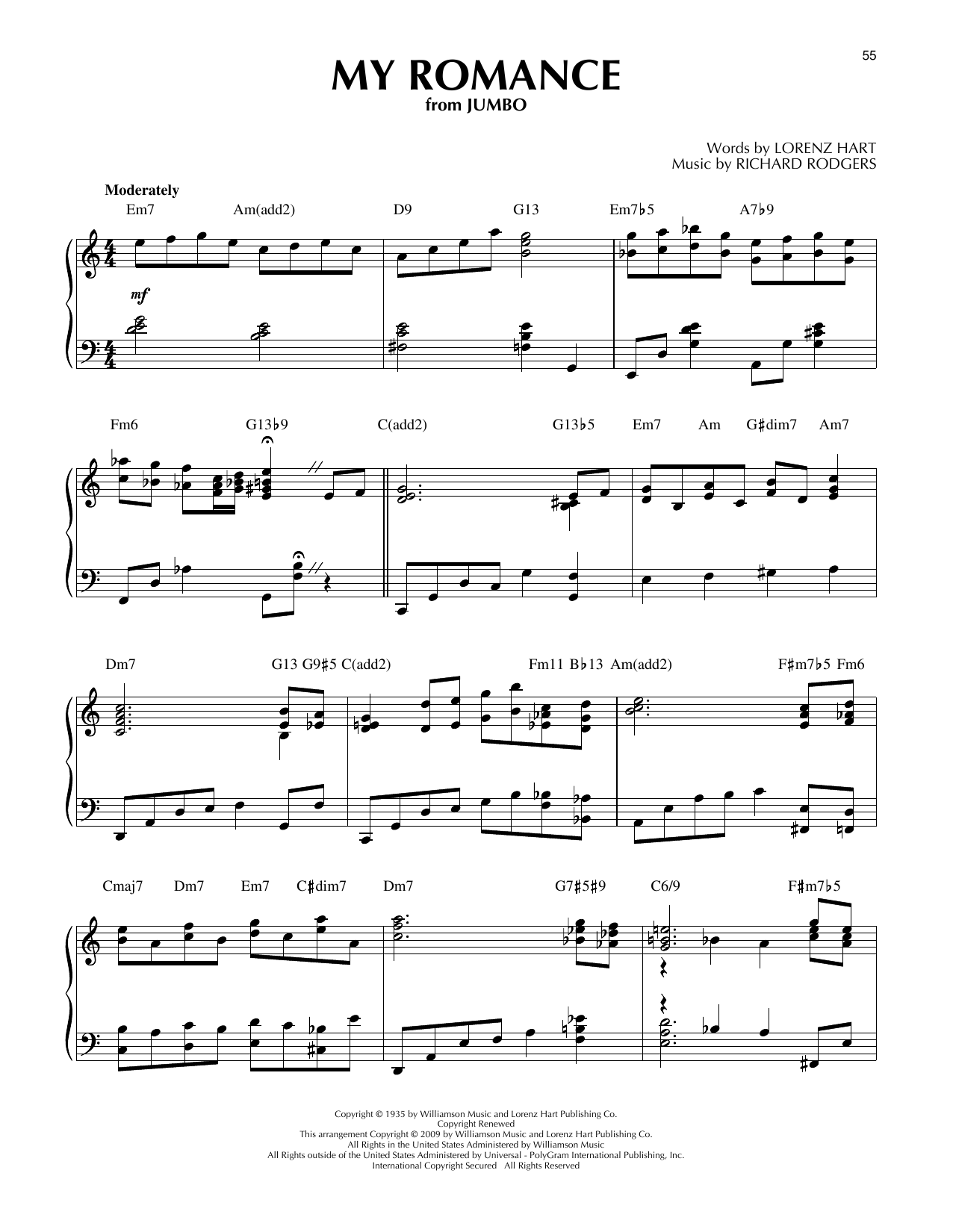 Rodgers & Hart My Romance (arr. Brent Edstrom) [Jazz version] sheet music notes and chords arranged for Piano Solo
