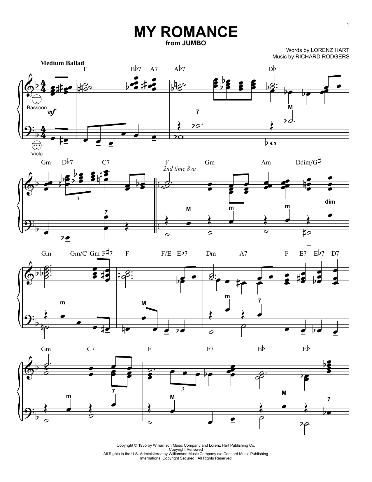 Rodgers & Hart My Romance (arr. Gary Meisner) sheet music notes and chords arranged for Accordion