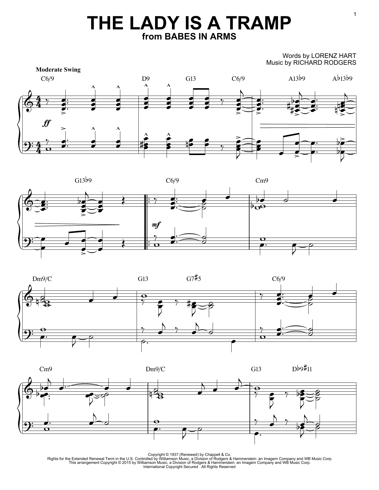 Rodgers & Hart The Lady Is A Tramp [Jazz version] (arr. Brent Edstrom) sheet music notes and chords arranged for Piano Solo