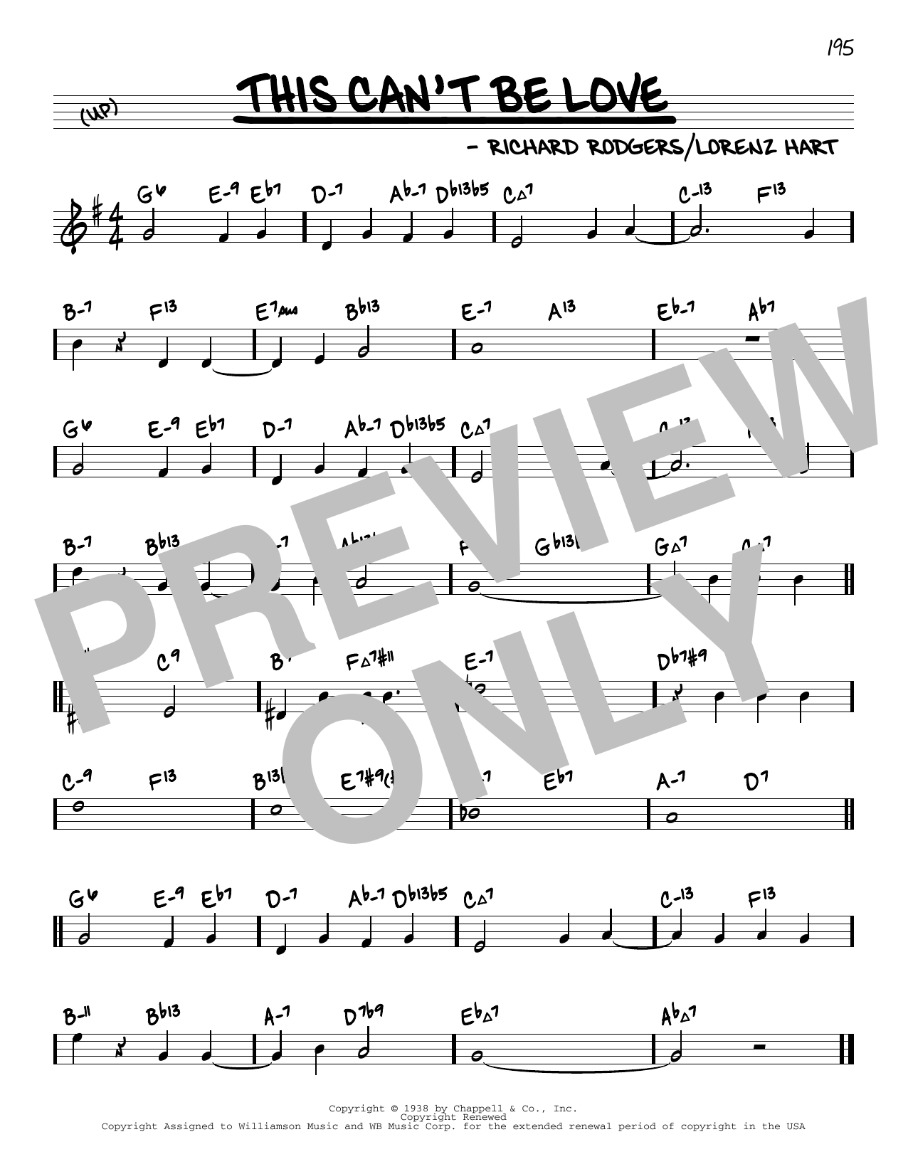 Rodgers & Hart This Can't Be Love (arr. David Hazeltine) sheet music notes and chords arranged for Real Book – Enhanced Chords