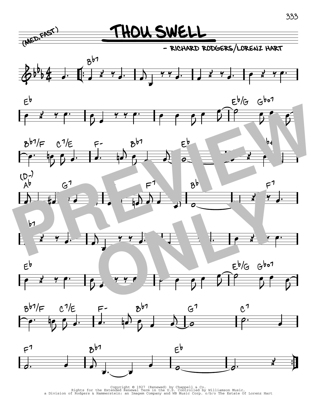 Rodgers & Hart Thou Swell (arr. Robert Rawlins) sheet music notes and chords arranged for Real Book – Melody, Lyrics & Chords