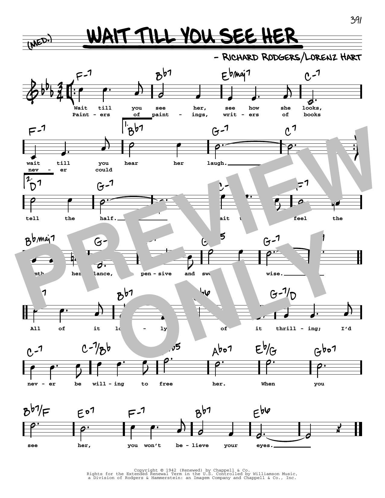 Rodgers & Hart Wait Till You See Her (High Voice) sheet music notes and chords arranged for Real Book – Melody, Lyrics & Chords