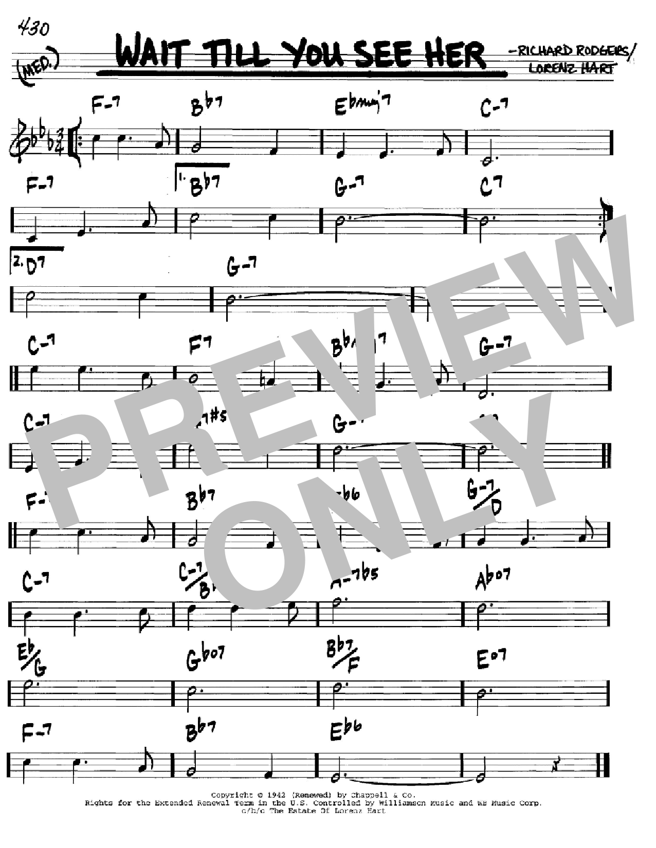 Rodgers & Hart Wait Till You See Her sheet music notes and chords arranged for Real Book – Melody & Chords – Bass Clef Instruments
