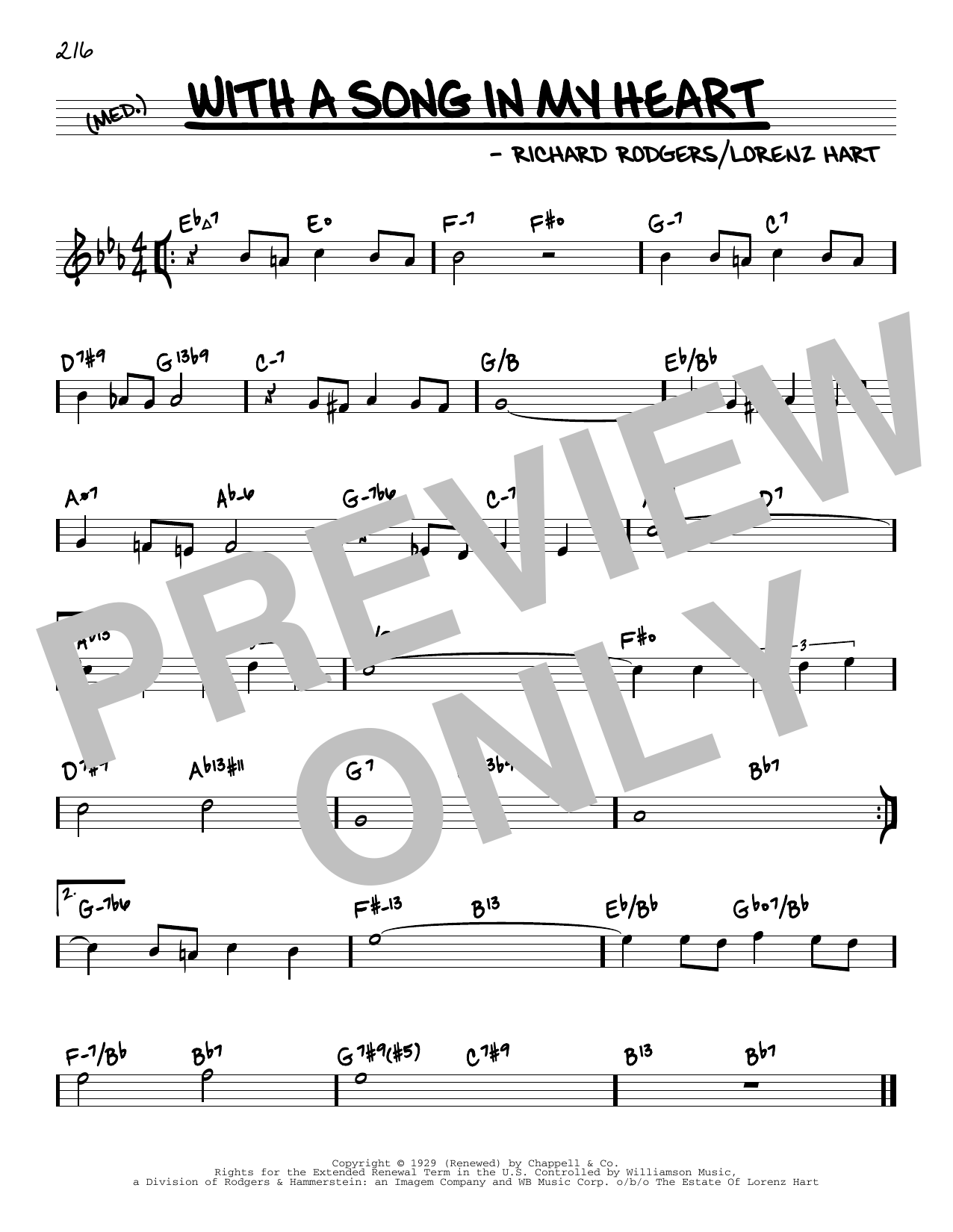 Rodgers & Hart With A Song In My Heart (arr. David Hazeltine) sheet music notes and chords arranged for Real Book – Enhanced Chords