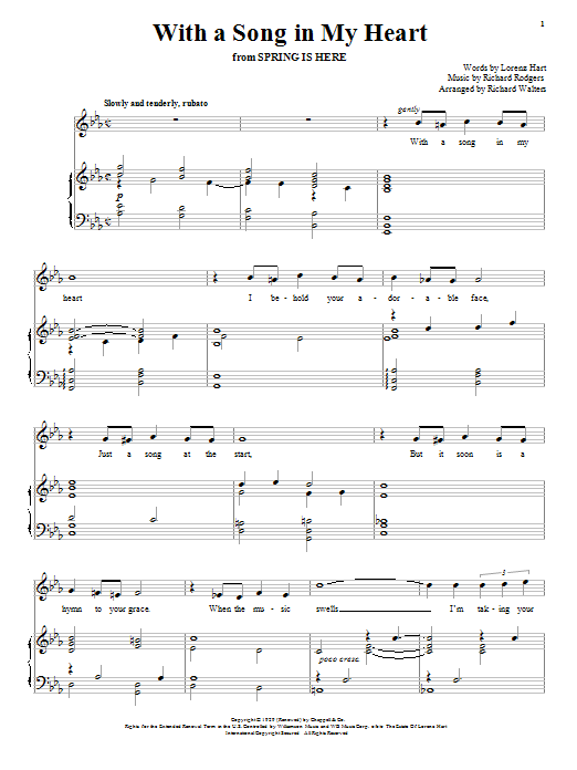 Rodgers & Hart With A Song In My Heart sheet music notes and chords arranged for Easy Piano