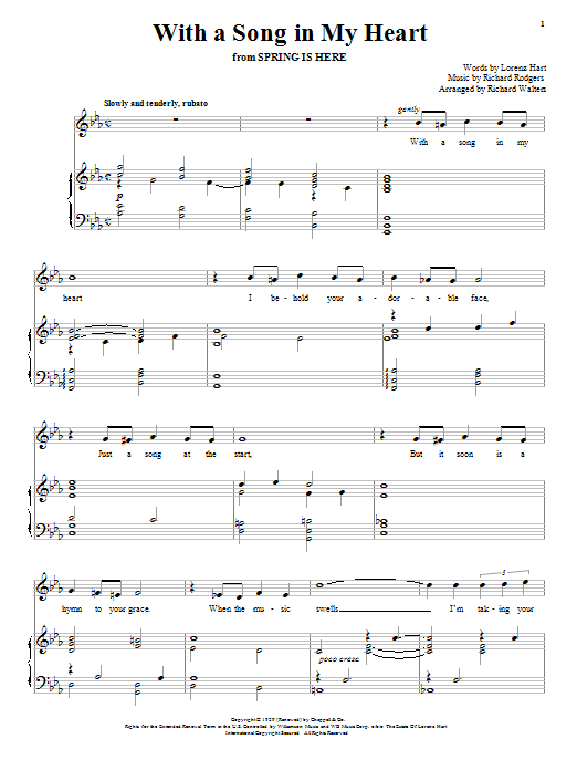 Rodgers & Hart With A Song In My Heart sheet music notes and chords arranged for Lead Sheet / Fake Book