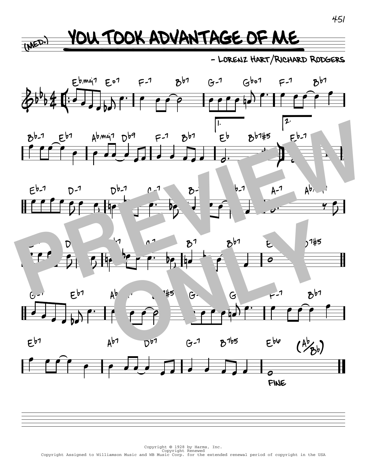 Rodgers & Hart You Took Advantage Of Me [Reharmonized version] (arr. Jack Grassel) sheet music notes and chords arranged for Real Book – Melody & Chords