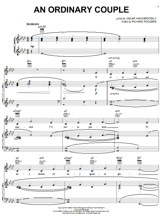 Hammerstein, Rodgers & An Ordinary Couple sheet music notes and chords arranged for Piano, Vocal & Guitar Chords (Right-Hand Melody)