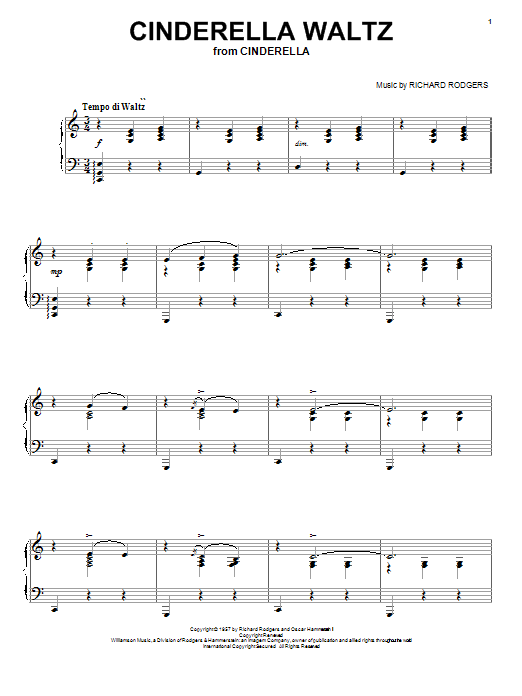 Hammerstein, Rodgers & Cinderella Waltz (from Cinderella) sheet music notes and chords arranged for Piano Solo
