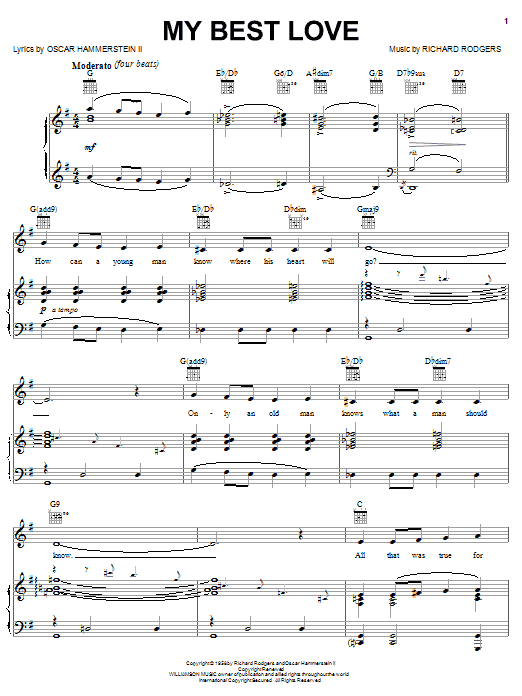 Hammerstein, Rodgers & My Best Love sheet music notes and chords arranged for Piano, Vocal & Guitar Chords (Right-Hand Melody)