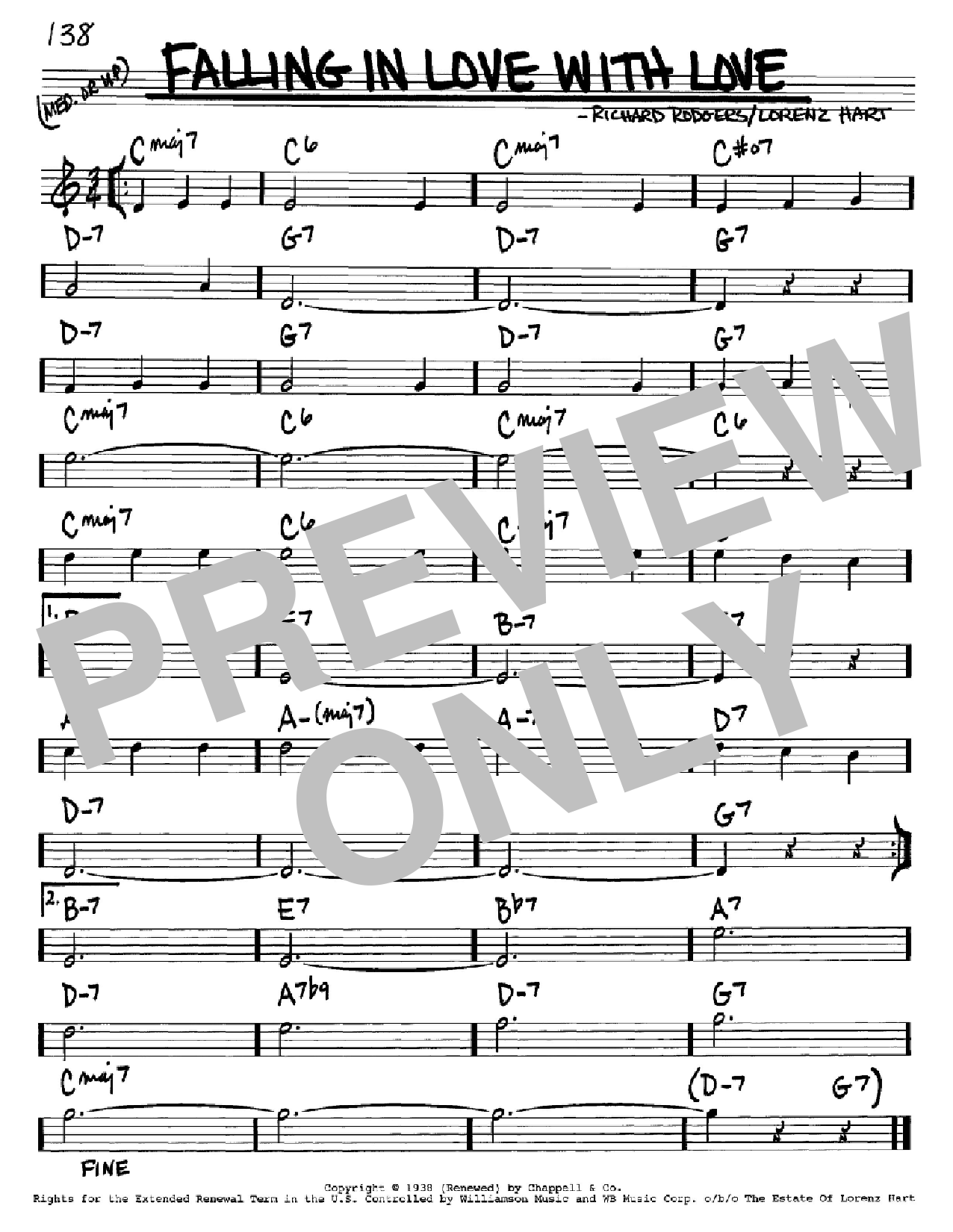 Rodgers & Hart Falling In Love With Love sheet music notes and chords arranged for Lead Sheet / Fake Book