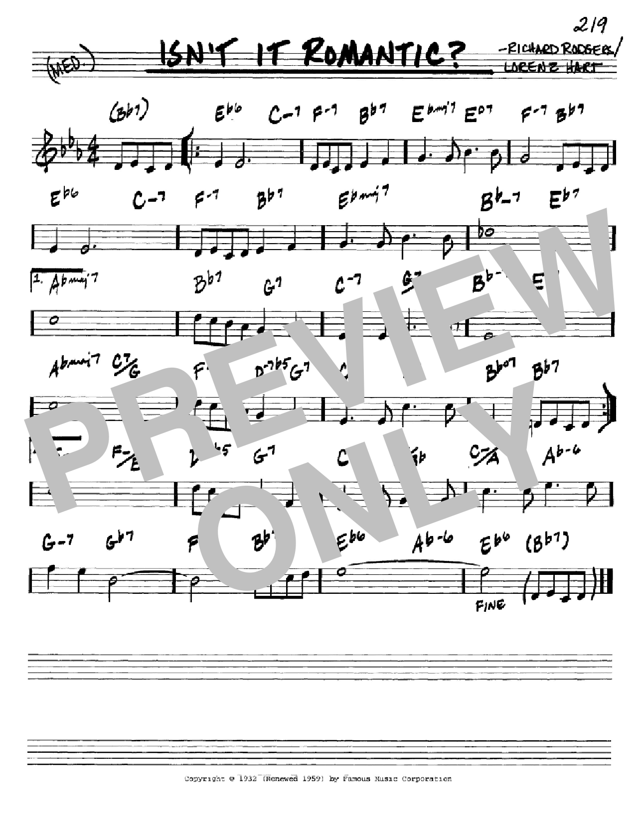 Rodgers & Hart Isn't It Romantic? sheet music notes and chords arranged for Real Book – Melody & Chords – C Instruments
