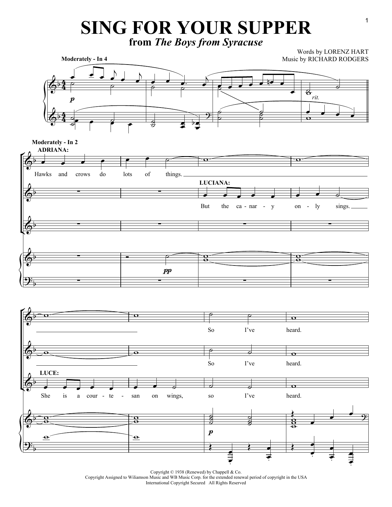 Rodgers & Hart Sing For Your Supper sheet music notes and chords arranged for Piano & Vocal