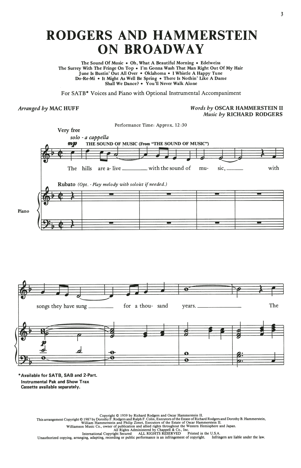 Rodgers & Hammerstein Rodgers and Hammerstein On Broadway (Medley) (arr. Mac Huff) sheet music notes and chords arranged for SAB Choir