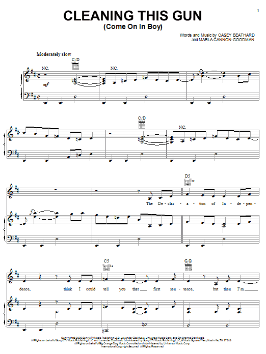 Rodney Atkins Cleaning This Gun (Come On In Boy) sheet music notes and chords arranged for Piano, Vocal & Guitar Chords (Right-Hand Melody)