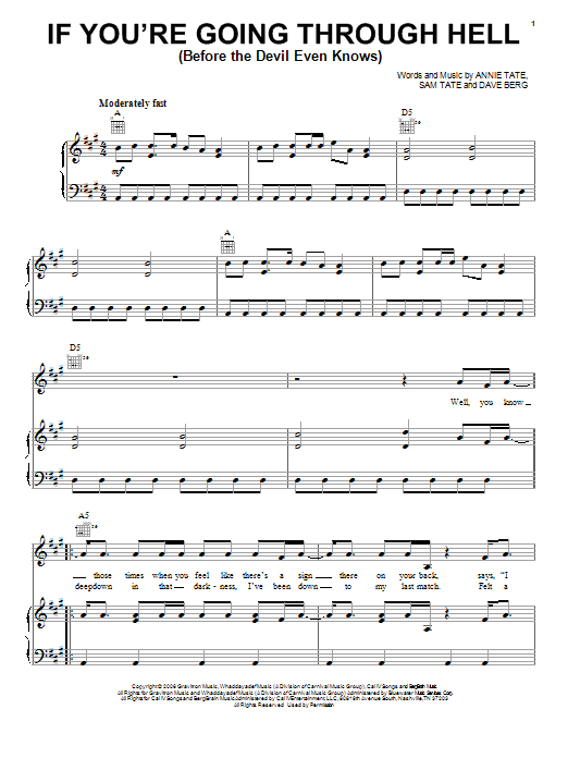 Rodney Atkins If You're Going Through Hell (Before The Devil Even Knows) sheet music notes and chords arranged for Real Book – Melody, Lyrics & Chords