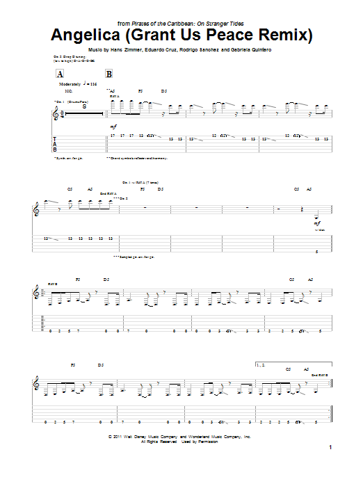 Rodrigo y Gabriela Angelica (Grant Us Peace Remix) sheet music notes and chords arranged for Guitar Tab