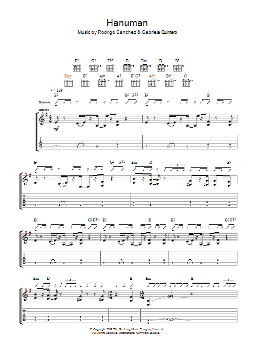 Rodrigo y Gabriela Hanuman sheet music notes and chords arranged for Piano Solo