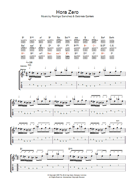 Rodrigo y Gabriela Hora Zero sheet music notes and chords arranged for Guitar Tab