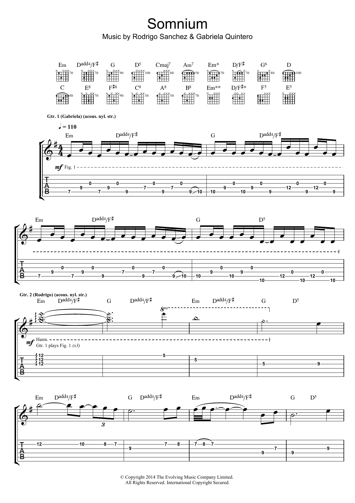 Rodrigo y Gabriela Somnium sheet music notes and chords arranged for Guitar Tab