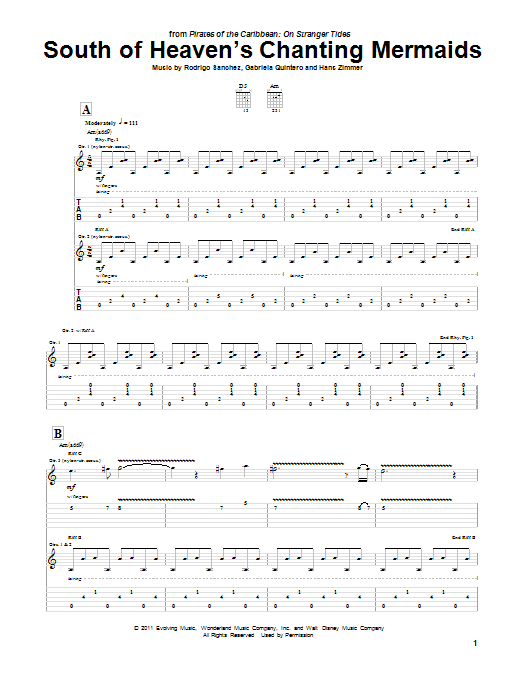 Rodrigo y Gabriela South Of Heaven's Chanting Mermaids sheet music notes and chords arranged for Guitar Tab