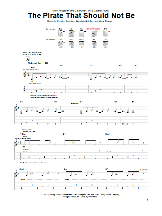 Rodrigo y Gabriela The Pirate That Should Not Be sheet music notes and chords arranged for Guitar Tab