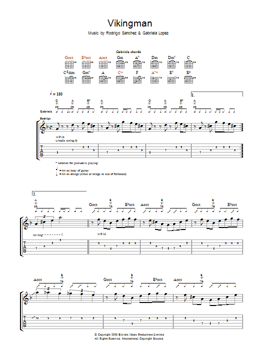 Rodrigo y Gabriela Vikingman sheet music notes and chords arranged for Guitar Tab