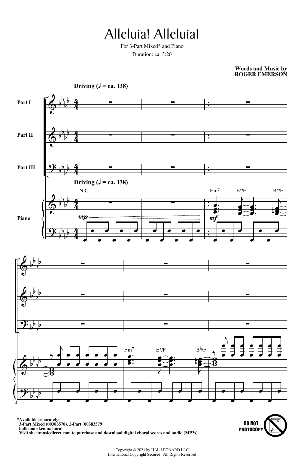 Roger Emerson Alleluia! Alleluia! sheet music notes and chords arranged for 2-Part Choir