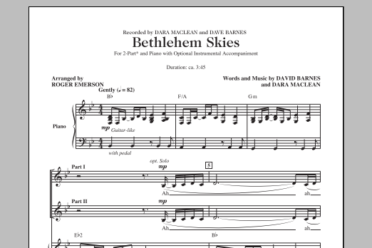 Roger Emerson Bethlehem Skies sheet music notes and chords arranged for 2-Part Choir