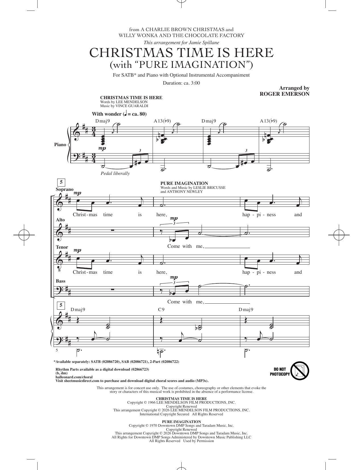 Lee Mendelson Christmas Time Is Here (arr. Roger Emerson) sheet music notes and chords arranged for SATB Choir