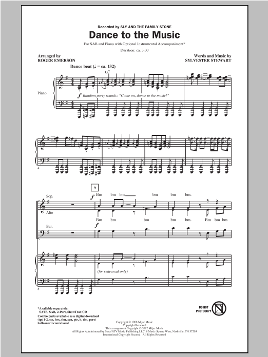 Roger Emerson Dance To The Music sheet music notes and chords arranged for 2-Part Choir