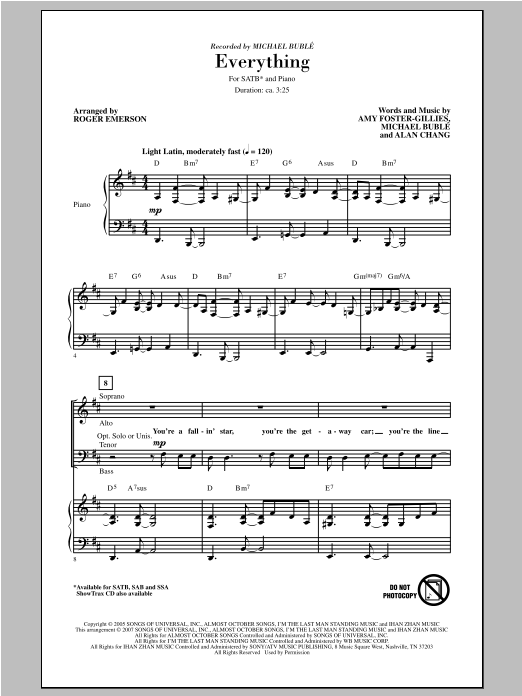 Roger Emerson Everything sheet music notes and chords arranged for SSA Choir