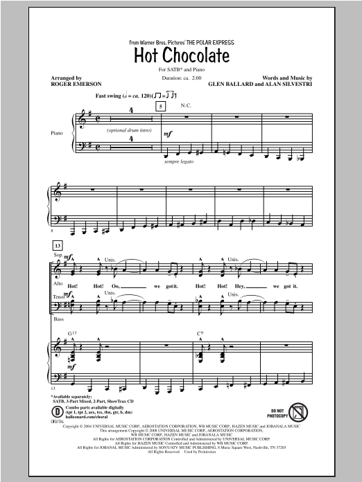 Roger Emerson Hot Chocolate (from Polar Express) sheet music notes and chords arranged for 3-Part Mixed Choir