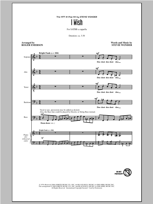 Roger Emerson I Wish sheet music notes and chords arranged for SATB Choir