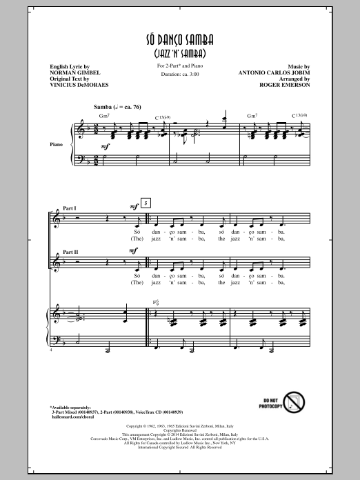 Roger Emerson Jazz 'N' Samba sheet music notes and chords arranged for 2-Part Choir