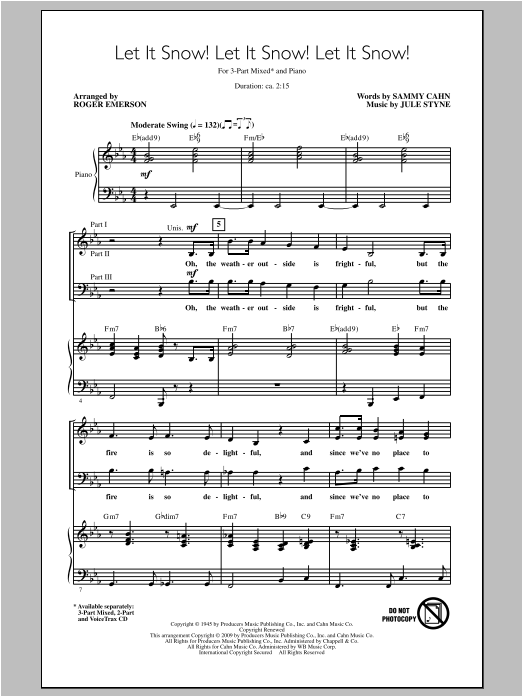 Roger Emerson Let It Snow! Let It Snow! Let It Snow! sheet music notes and chords arranged for 3-Part Mixed Choir