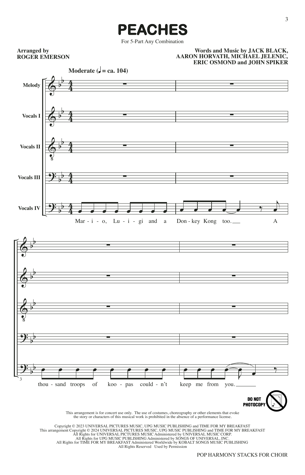 Roger Emerson Pop Harmony Stacks for Choir sheet music notes and chords arranged for Choir
