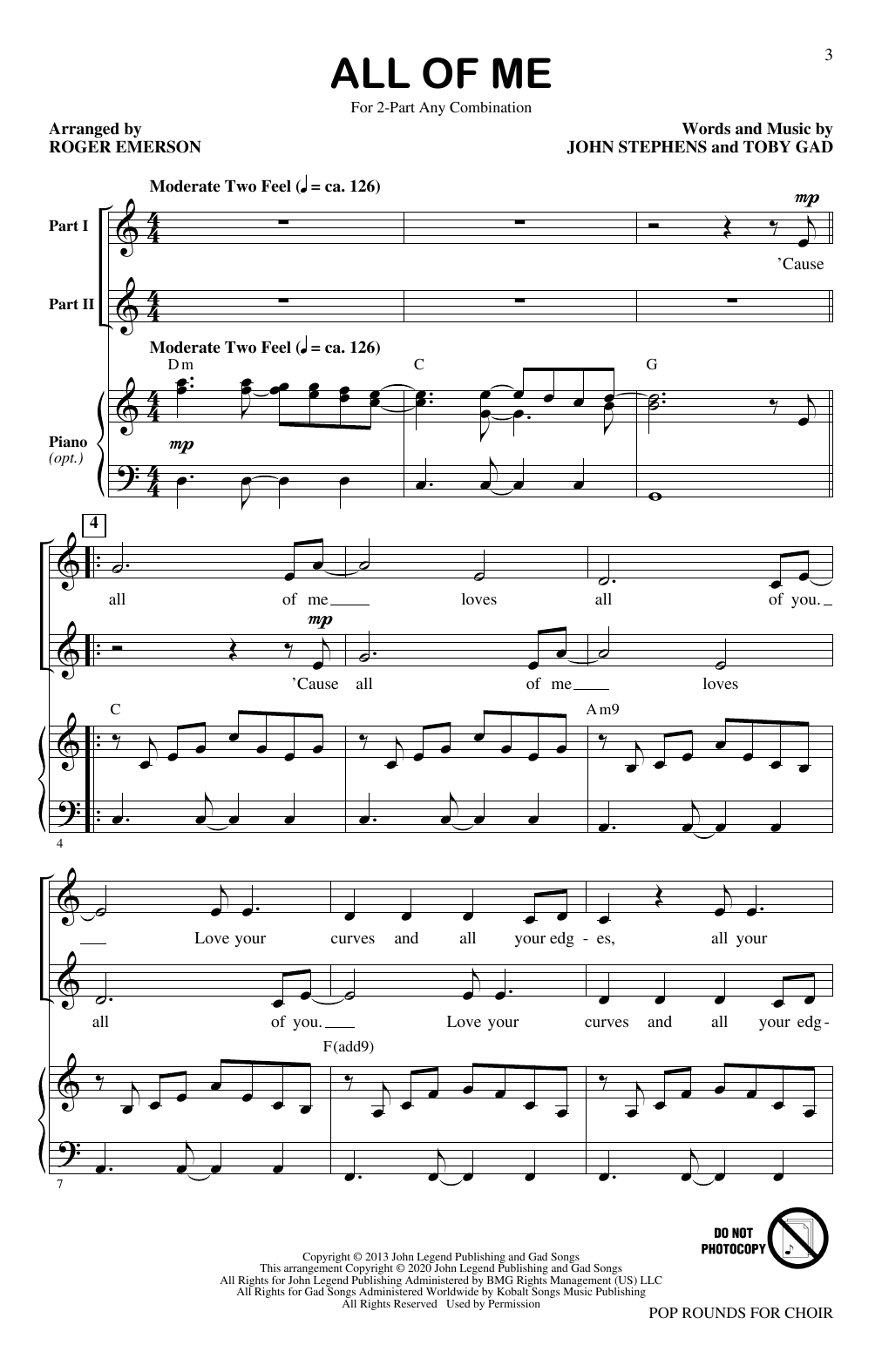 Roger Emerson Pop Rounds for Choir sheet music notes and chords arranged for 2-Part Choir