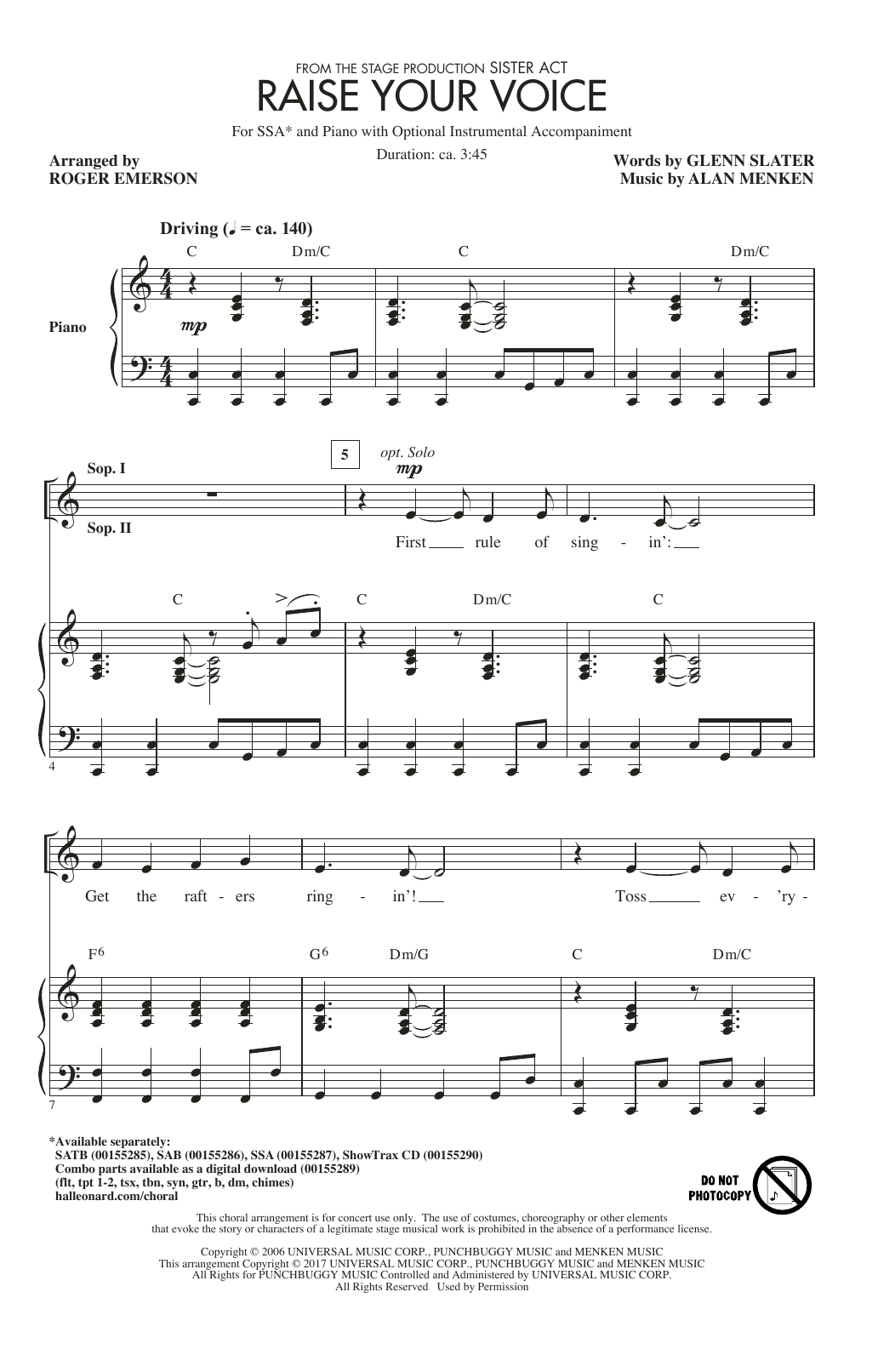 Roger Emerson Raise Your Voice sheet music notes and chords arranged for SAB Choir