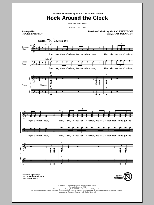 Roger Emerson Rock Around The Clock sheet music notes and chords arranged for 3-Part Mixed Choir