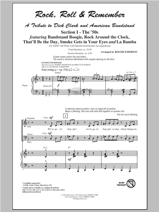 Roger Emerson Rock, Roll & Remember: A Tribute To Dick Clark & American Bandstand (Medley) sheet music notes and chords arranged for SAB Choir
