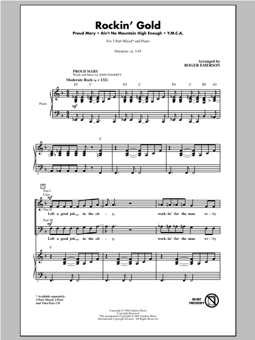 Roger Emerson Rockin' Gold (Medley) sheet music notes and chords arranged for 3-Part Mixed Choir