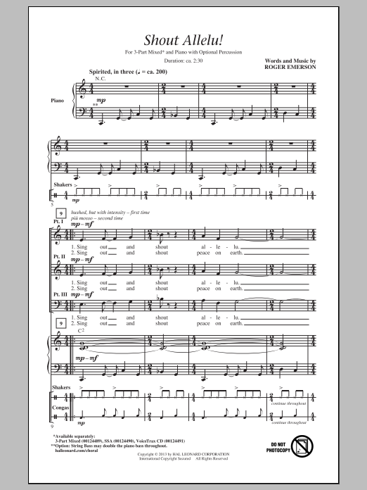 Roger Emerson Shout Allelu! sheet music notes and chords arranged for SSA Choir