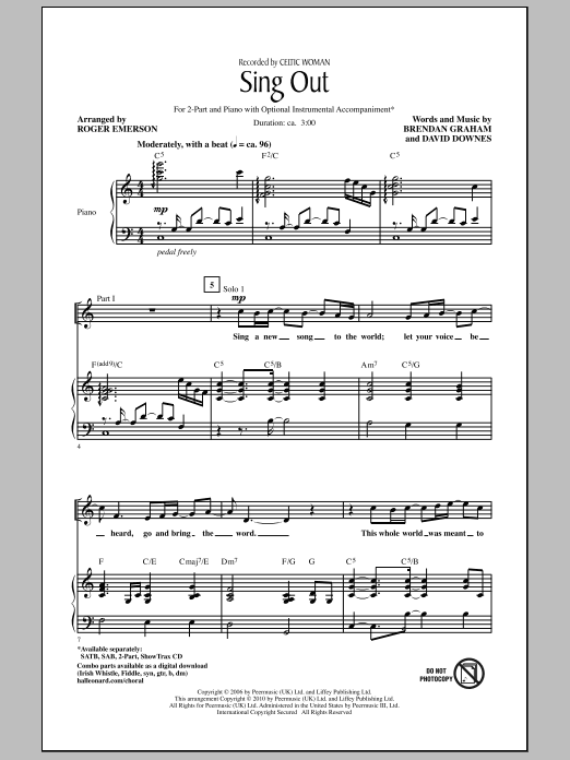 Roger Emerson Sing Out sheet music notes and chords arranged for SATB Choir