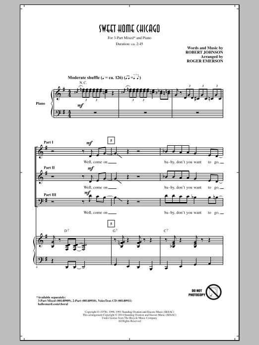Roger Emerson Sweet Home Chicago sheet music notes and chords arranged for 2-Part Choir