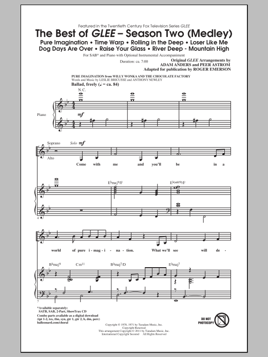 Roger Emerson The Best Of Glee (Season Two Medley) sheet music notes and chords arranged for 2-Part Choir