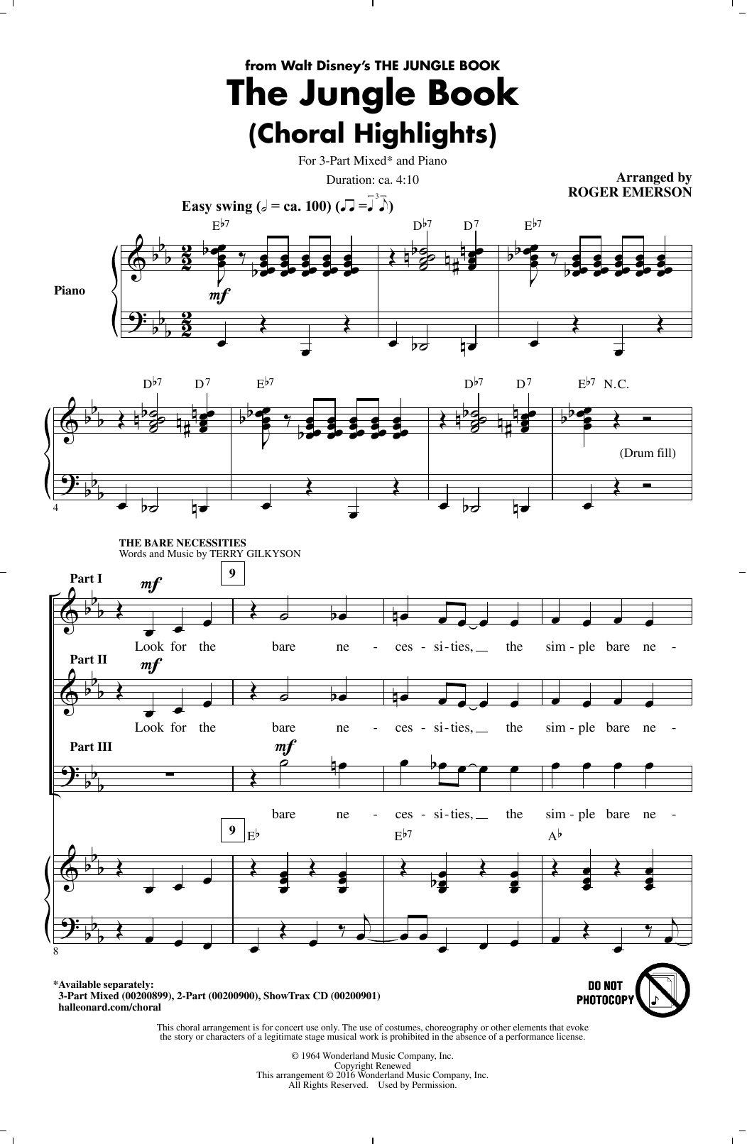 Roger Emerson The Jungle Book (Choral Highlights) sheet music notes and chords arranged for 2-Part Choir